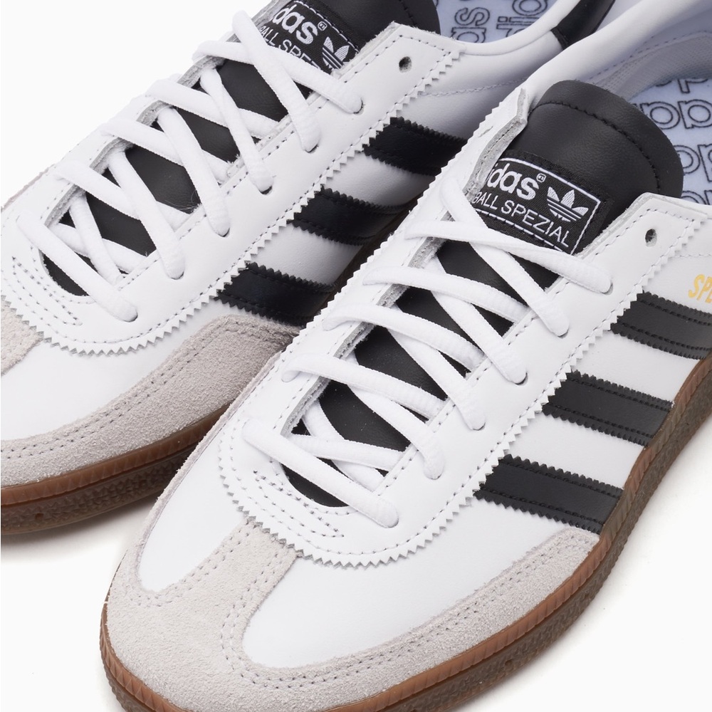 adidas Handball Spezial White and Black Leather Sneakers - Picture 3 of 11